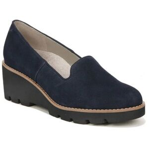 Vionic Navy Suede Lug-Wedge Loafer Size 7